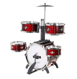 Red Kids Drum Set with Stool and Cymbals