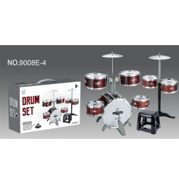 Red Kids Drum Set with Stool and Cymbals