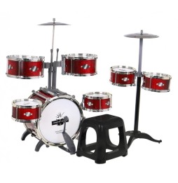 Red Kids Drum Set with Stool and Cymbals