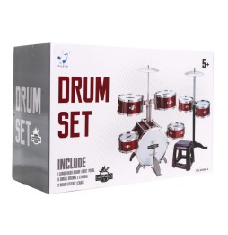 Red Kids Drum Set with Stool and Cymbals