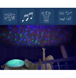 Elephant Projector with Music Box and Night Light