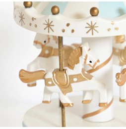 Blue Carousel Music Box with Horses