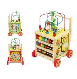 Wooden Push Walker with Educational Cube