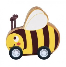 Wooden Animal-Shaped Pull-Back Toy Car