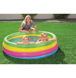 Kids Inflatable Pool 157x46cm Rainbow Bestway with Patch