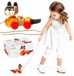 Wooden Pull Cat Toy for Kids