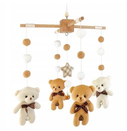 Beige Boho Bear Mobile for Crib