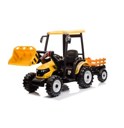 Mega tractor D68 cu remorcă galben pentru copii