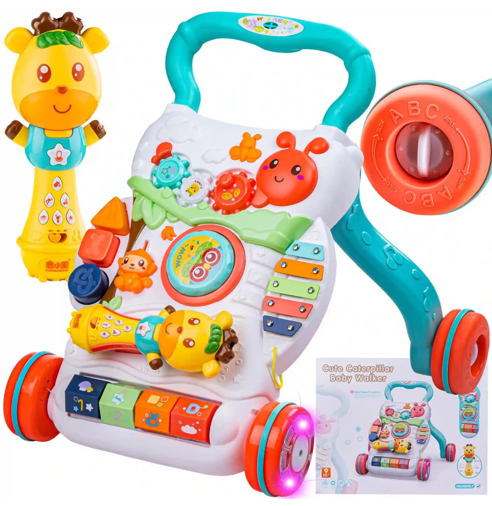 Ride-on Push Toy with Microphone and Xylophone for Kids