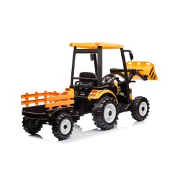 Mega tractor D68 cu remorcă galben pentru copii