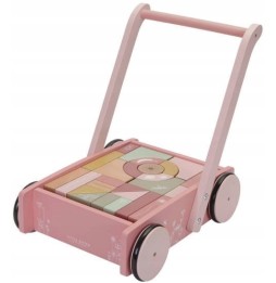 Little Dutch pink push cart with blocks