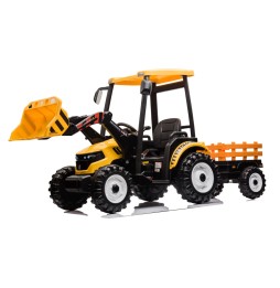 Mega tractor D68 cu remorcă galben pentru copii