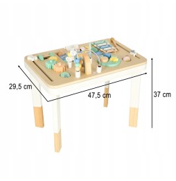 Drewniany stolik Montessori z sorterem