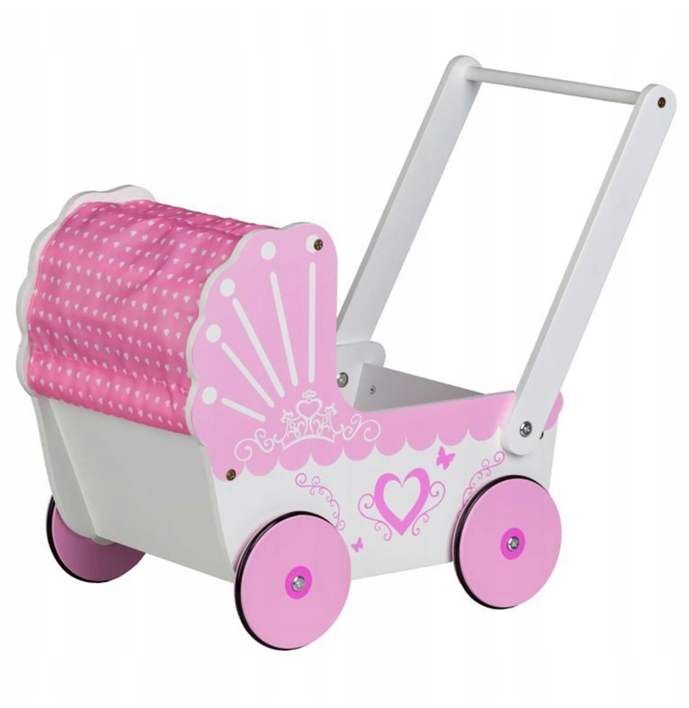 Wooden Doll Stroller with Canopy