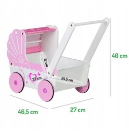 Wooden Doll Stroller with Canopy