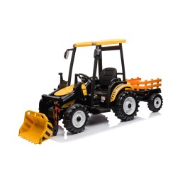 Mega tractor D68 cu remorcă galben pentru copii