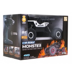 Crawler monster telecomandat 1:18 argintiu pentru copii