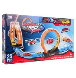 25-Piece Race Track with 360-Degree Loops for Kids