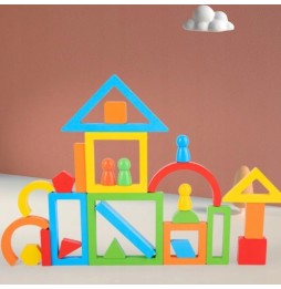 Cuburi din lemn puzzle Montessori