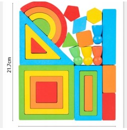 Cuburi din lemn puzzle Montessori