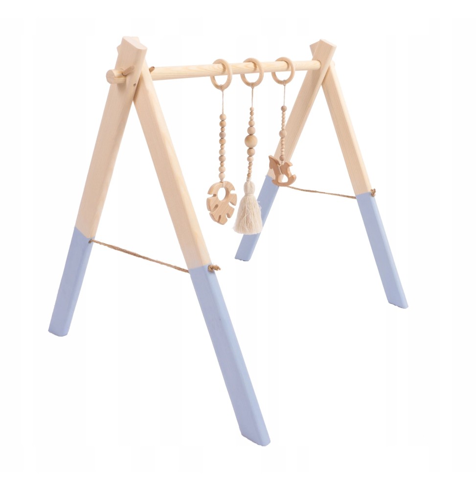 Wooden Baby Gym Stand Montessori Blue