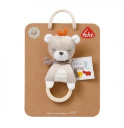 Stuffed Animal with Wooden Teether, Bear Nature 2