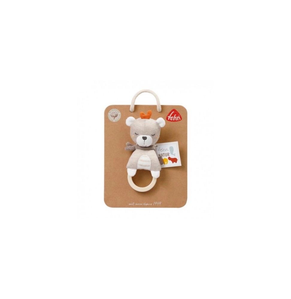 Stuffed Animal with Wooden Teether, Bear Nature 2