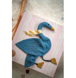 Dou Dou Muslin Cuddle Toy, Swan, Navy