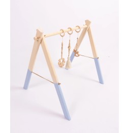 Wooden Baby Gym Stand Montessori Blue