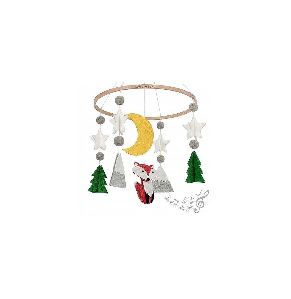 Wooden Crib Mobile with Forest Theme