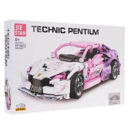 652 Piece Pink Sports Car Building Set for Kids