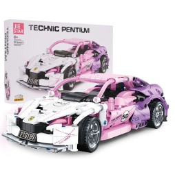 652 Piece Pink Sports Car Building Set for Kids