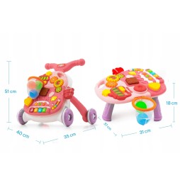 Pink 2-in-1 Educational Piano Walker