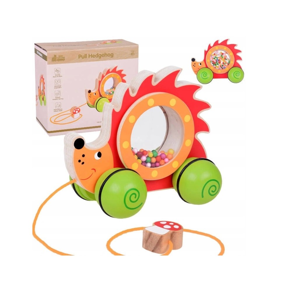 Wooden Hedgehog on Wheels Educational Toy