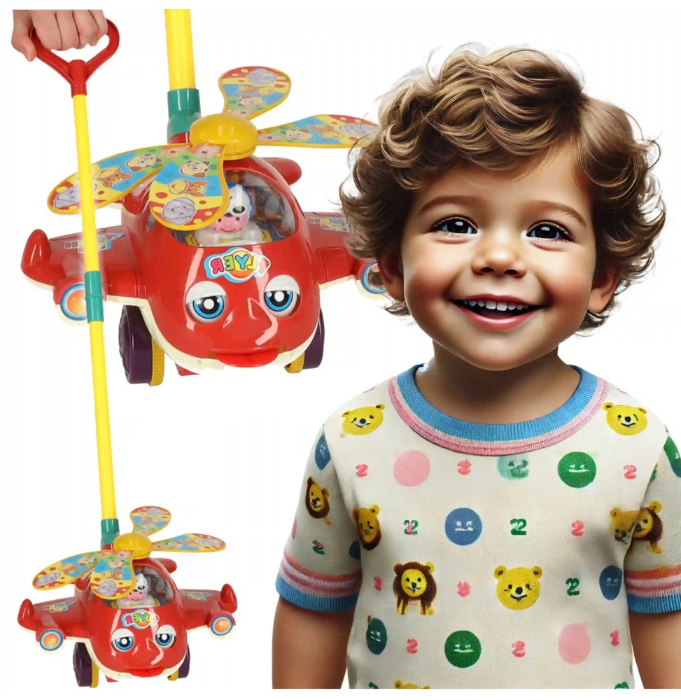 Interactive Helicopter Push Toy for Kids