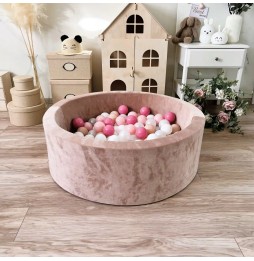 Velvet Dry Pool with Balls Beige 30x90 cm