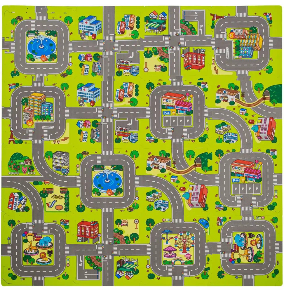 Mata piankowa puzzle miasto uliczki 120x120 cm