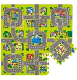 Mata piankowa puzzle miasto uliczki 120x120 cm
