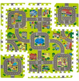Mata piankowa puzzle miasto uliczki 120x120 cm