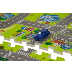 Mata piankowa puzzle miasto uliczki 120x120 cm