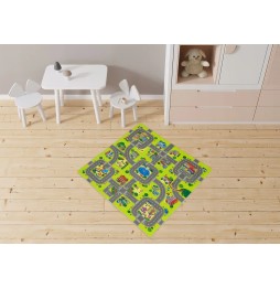 Mata piankowa puzzle miasto uliczki 120x120 cm