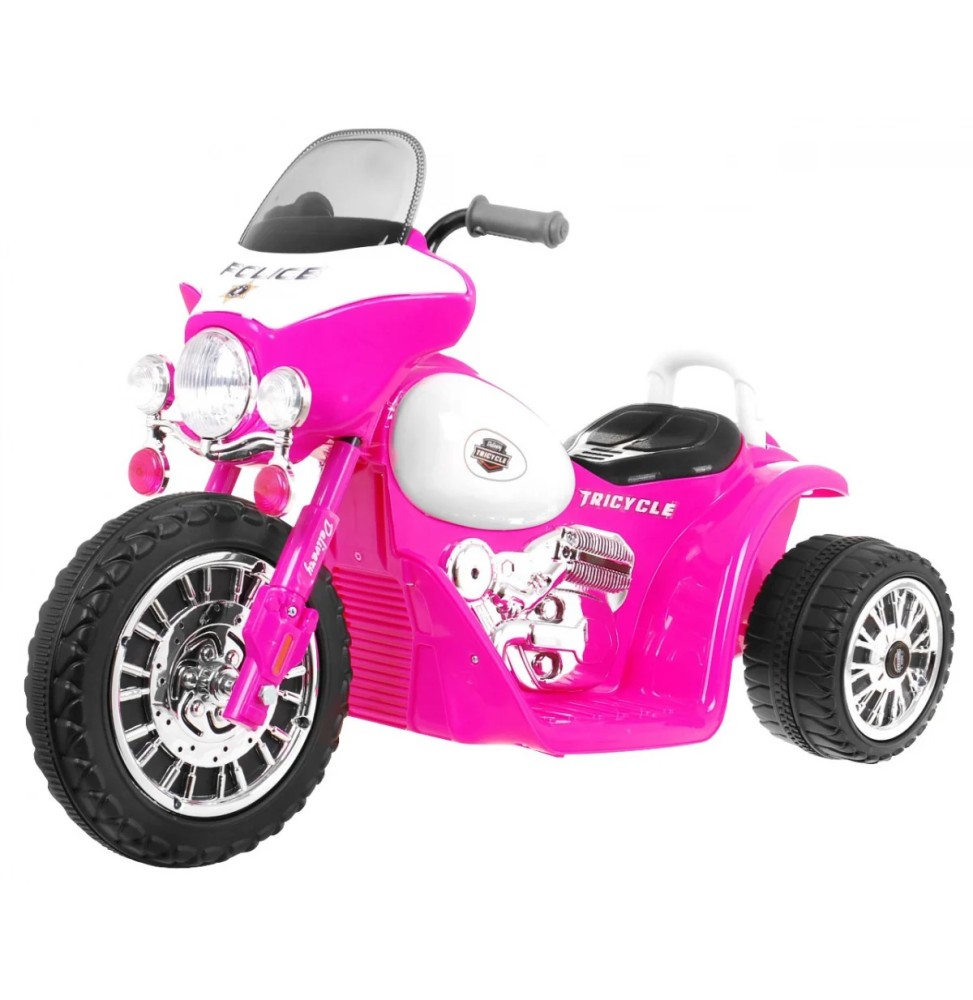 Pink Battery Chopper Motorcycle for Kids with Lights