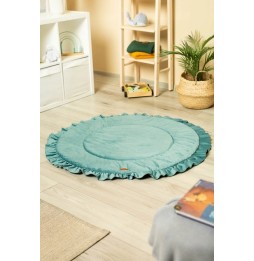 Infant Play Mat Ruffle Velvet Emerald Green