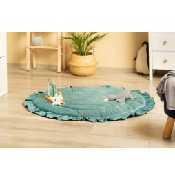 Infant Play Mat Ruffle Velvet Emerald Green