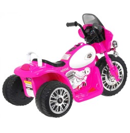 Pink Battery Chopper Motorcycle for Kids with Lights