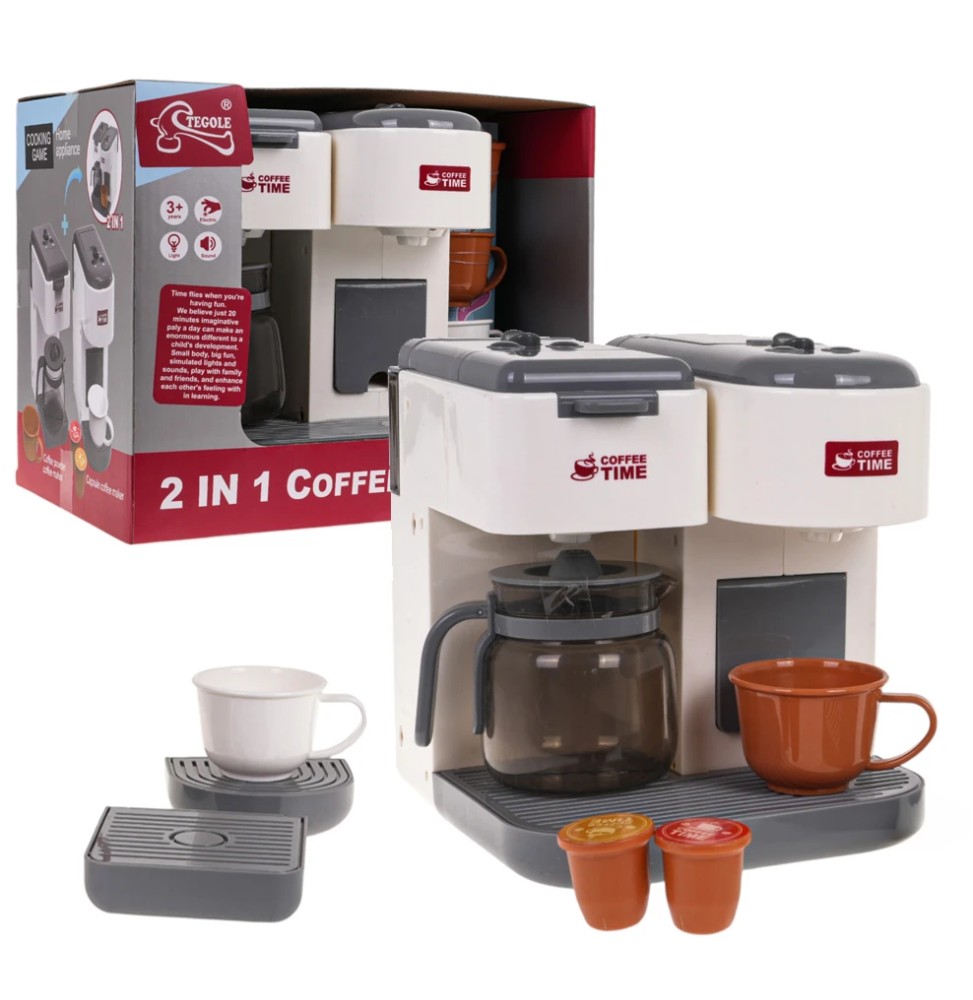 Kids Coffee Maker Toy Set, 2-in-1 Espresso Machine