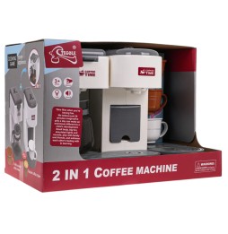 Kids Coffee Maker Toy Set, 2-in-1 Espresso Machine