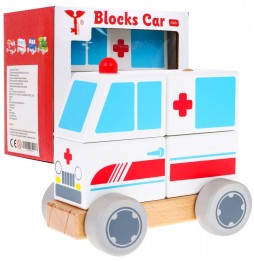 Wooden Ambulance Car for Kids 2+