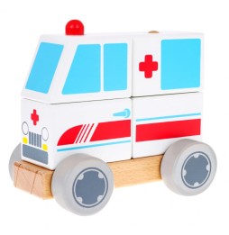 Wooden Ambulance Car for Kids 2+