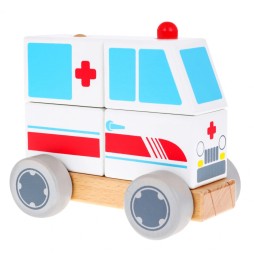 Wooden Ambulance Car for Kids 2+